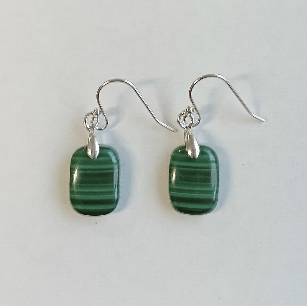Malachite Gemstone Earrings with 925 Sterling Silver Findings